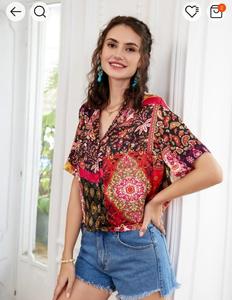 Chemises en mousseline personnalisées pour dames Chemisier en polyester graphique à impression pour femmes Chemisiers et chemises pour femmes de grande taille - Product Image 3