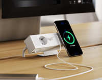 OMNI 65W Bersertifikasi CE Stopkontak Meja Modern All-in-One Model Eropa dengan 2 Port USB-A 1 Port USB-C 16A Kabel 1.8m Berperingkat IP20