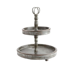 Top Arrivage Haute Qualité Galvanisé Métal Gâteau Stand Forme Ronde Gris Dessert Vaisselle Style Durable - Product Image 4