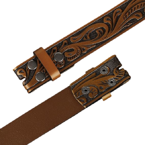 Hot Selling Customizable <b>Genuine</b> <b>Leather</b> <b>Belt</b> Western Style with Steel Buckle Sizes Available-Wholesale Cowboy <b>Leather</b> - Product Image 2