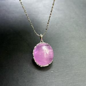 Colgante de Kunzita Natural Rosa en Forma de Gota, Colgante Ovalado de Plata de Ley S925 para Joyería de Cristal Curativo - Product Image 2