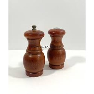 Dessus de table en bois de teck et marbre blanc faits à la main Sel et poivre pour la maison et la cuisine Ensemble de 2 Sel et poivre ronds de qualité supérieure - Product Image 3