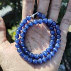 สร้อยคอทรงกลมพลอยไพลินสีน้ำเงินธรรมชาติเจียระไนทรงกลมขนาด 2.5-3 มม. ทำด้วยมือ สไตล์คลาสสิก เหมาะสำหรับงานแต่งงาน ของขวัญอัญมณีสวยงาม - Product Image 2