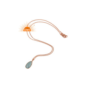 Collar con Colgante de Plata de Ley 925 con Calcedonia Natural Aqua, Última Moda 2026, para Fabricantes de Joyería de Diseño Personalizado - Product Image 2