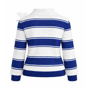 Wholesale Greek Zeta Phi Beta Sorority Clothing Long Sleeve Deep V-Neck Striped Pullover Sweater <b>Cardigan</b> - Product Image 2