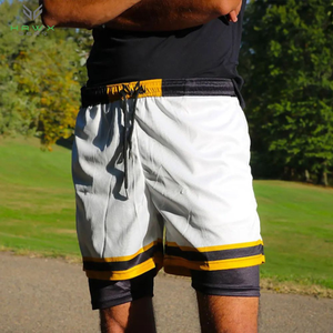 Summer Sports Performance Gym Shorts Pantalon d'entraînement de jogging en maille tricotée à séchage rapide avec fermeture à la taille élastique Longueur au genou - Product Image 5