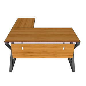 XBamboo BFXB009 L-Shaped PC <b>Desk</b> 140x150cm Iron Legs Assembled with Drawer Bookshelf and Shelf - Product Image 6