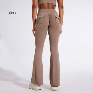 Pantalones de Yoga de cintura alta para mujer, bolsillos, pantalones de campana, diseño transpirable, Fitness, gimnasio, correr, pantalones de ejercicio, cintura media, secado rápido - Product Image 3