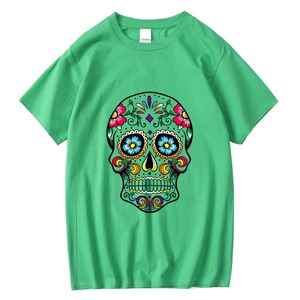 <b>Men's</b> Casual Summer T-<b>Shirt</b> High Quality 100% Cotton Loose Street Style with Cool <b>Skull</b> Print Short Sleeve - Product Image 4