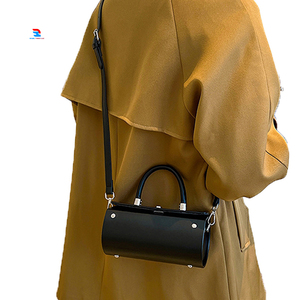 Bolso de Cuero Tipo Barril para Exteriores, Bolso de Hombro Cruzado, Moda para Exteriores, con Cremallera y Asa, Mini Bolsos de Cuero PU Tipo Barril - Product Image 1