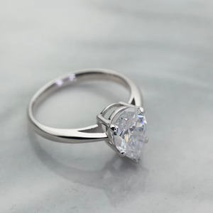 Anillo de Compromiso con Diamante Cultivado en Laboratorio con Certificación GIA, Corte Pera, en Oro Blanco de 10k, 14k, 18k para Mujer, Joyería al por Mayor, Regalo Ideal - Product Image 1