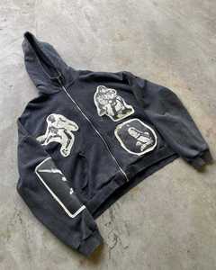 Sudadera con capucha negra con cremallera a la moda con estampado de baloncesto Vintage y arte callejero, sudadera informal para hombres y mujeres, novedad - Product Image 1