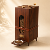 Distributeur de nourriture pour animaux de compagnie en bois d'ingénierie de luxe, grande capacité, avec bol en acier inoxydable, personnalisable OEM
