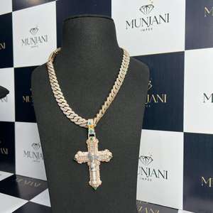 Collar Hip Hop Personalizado Unisex Vintage con Diamante Cultivado en Laboratorio, Moissanita, Chapado en Oro Rosa, Certificado IGI, 1 Quilate, Plata 925 - Product Image 2