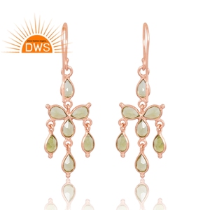 Última venta plata esterlina 925 18K chapado en oro rosa natural peridoto piedra preciosa colgante pendiente Demi joyería fina fabricante - Product Image 2