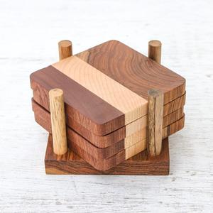 Juego de Posavasos de Madera Únicos Hechos de Madera Maciza para Decoración de Mesa Moderna y Minimalista, Decoración para el Hogar y Bar - Product Image 2