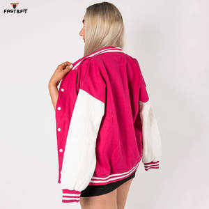Más tamaño transpirable diseño personalizado nueva moda bordado Crop mujeres Letterman chaquetas de béisbol - Product Image 5