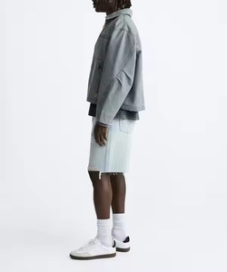 กางเกงยีนส์2025 100% แบบใหม่มีซิปของผู้ชายกางเกงยีนส์ขาสั้นผ้าเดนิมแบบหลวมมีซิปเย็บปักตะเข็บระบายอากาศได้ดี - Product Image 5