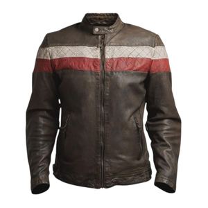 Chaqueta de motorista de cuero de vaca para hombre hecha a mano personalizada al por mayor en cuero genuino con aspecto clásico y acabado duradero - Product Image 2