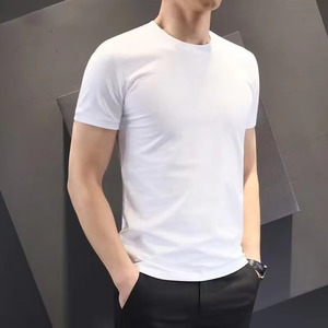 Camisetas de manga corta con cuello de patrón liso para hombre, camisetas transpirables de secado rápido para entrenamiento al aire libre, senderismo, correr, ocio de verano - Product Image 1