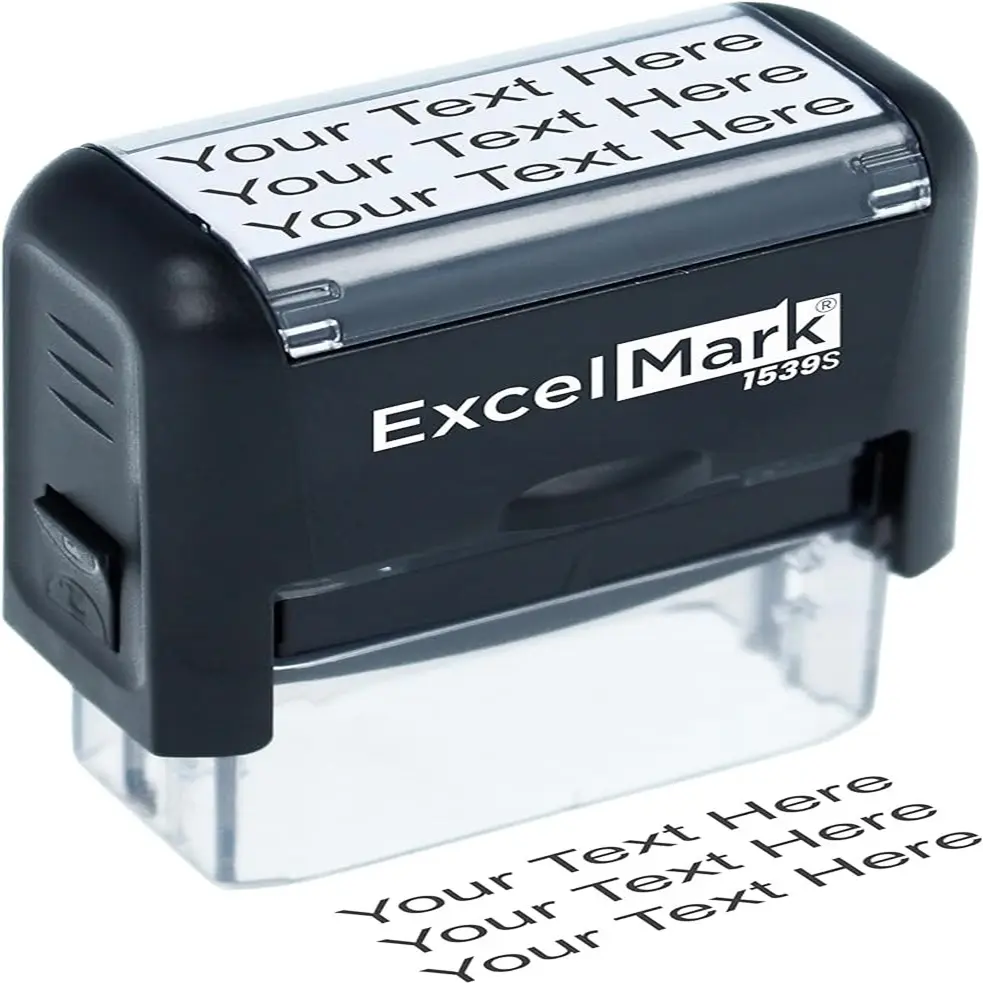 MaxMark 맞춤형 자체 잉크 스탬프-최대 3 줄의 텍스트-스몰 사이즈-15 가지 잉크 색상 중에서 선택