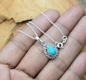 Joyería con colgante clásico de estilo bohemio para mujer, joyería de plata de ley 925, piedra preciosa turquesa, colgante hecho a mano, regalo de amor - Product Image 5