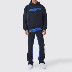 ชุดวอร์มผู้ชายแบบโอเวอร์ไซส์ ผ้าฟลีซคอตตอนหนานุ่ม เสื้อฮู้ดดี้และกางเกงจ็อกเกอร์ ชุดออกกำลังกาย 2 ชิ้น สไตล์สตรีทแวร์สำหรับผู้ชาย - Product Image 3