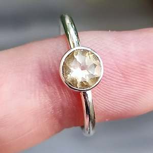 Citrine 8mm Bezel <b>Set</b> 925 Sterling <b>Silver</b> Handmade Boho <b>Ring</b> November Birthstone Jewelry Perfect Gift Her Birthday Anniversary - Product Image 5