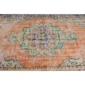 Tapis turc de grande surface classique vert orange 5.3 X 9.6ft laine Latex support motif abstrait forme rectangle pour tapis de salon - Product Image 5