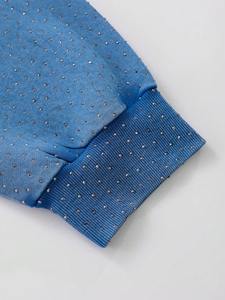 Nouveaux sweats à capuche unisexes tendance, effet délavé au soleil, avec logo personnalisé en strass, impression intégrale en strass, streetwear - Product Image 3