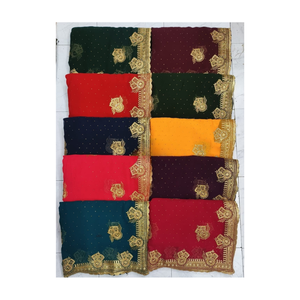 Elegante Sari de gasa bordado en tejido de organza con estilo festoneado perfecto para pedidos de boutique internacionales - Product Image 1