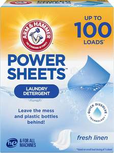Arm & Hammer Power Sheets Détergent à lessive, lin frais 50ct, jusqu'à 100 petites charges - Product Image 3