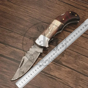 Top Selling Custom Handmade S35VN Camping Folding Pocket <b>Knife</b> Rosewood Horn Handle Drop Point OEM Design Back <b>Lock</b> 3-Year DIY - Product Image 6