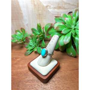 Scott Skeets Kingman Turquoise & Platinum Sterling Silver <b>Adjustable</b> Fine Jewelry <b>Ring</b> Smooth Cut Gemstone for Everyday Wear - Product Image 3