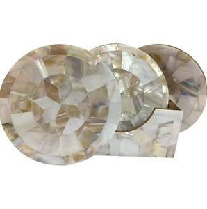 Custom Colored Mother of Pearl Inlay Coaster Classic Style Bone Inlay for Home Use - Product Image 3