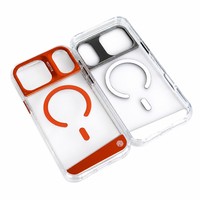 Coque de téléphone en TPU acrylique avec chargement magnétique sans fil, protection antichoc et grille métallique pour appareil photo pour iPhone 14-17, fabricant OEM ODM Chine