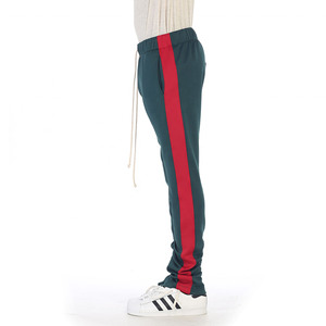 Pantalon de survêtement noir pour homme avec bande latérale jaune et blanche, taille élastique, décontracté, en coton tricoté mi-lourd, idéal pour l'automne - Product Image 4