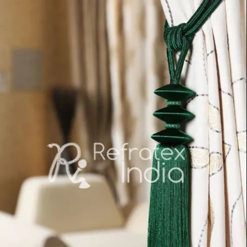 Latest Design in Green Color with Long Tassel Polyester Tiebacks By Refratex India Made in India