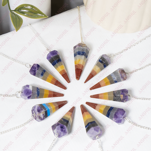 Péndulo Puntiagudo de 7 Chakras Multicolor Premium para Meditación y Decoración - Product Image 2