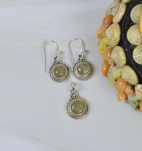 Golden Rutile 925 Sterling Silver Gemstone Pendant Earring <b>Set</b> Pendant Earring <b>Set</b> <b>Jewelry</b> Golden Rutile <b>Jewelry</b> Gift for Her - Product Image 3