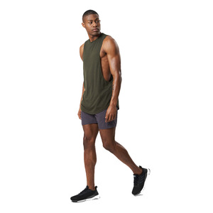 Breathable Plus Size Men's Olive Green Sleeveless Tank <b>Top</b> O-Neck Solid Color Breathable Knitted Casual Workout Wear - Product Image 4