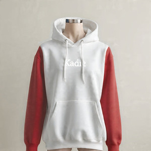 Sweat-shirt à capuche unisexe Kadia blanc et vert olive, manches raglan, coupe ample, en coton French Terry, décontracté, pour l'automne - Product Image 3