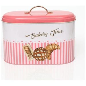 Caja de pan de Metal con fondo de línea rosa de 178x338x200mm con asa 9.8L Almacenamiento y contenedor de alimentos - Product Image 2