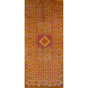 Nuray Geometric Hand Knotted Wool Rugs 9x12 Rectangle with Abstract Pattern for Home Living Room or Bedroom Orange & <b>Red</b> - Product Image 1