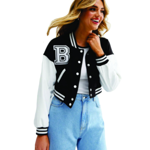Customizable Women's College Varsity Jackets <b>Quilted</b> Cropped Slim <b>Wool</b> Letterman Black Embroidery Oversized Sheepskin Knitted - Product Image 5