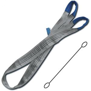 Eslingas de tela de elevación de poliéster (PES) de alta tenacidad, gris, 4t, dos capas con cinturón de ojos reforzados, - Product Image 1