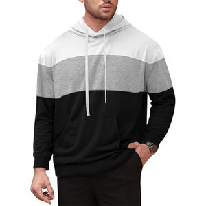 À la mode hommes à manches longues couleur bloc à capuche hiver sweat kangourou poche en relief confortable pratique pour un usage quotidien - Product Image 1