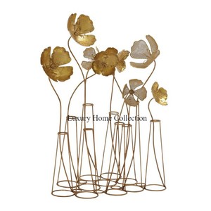 Sculpture florale élégante en métal et objet de table décoratif en gros Statue d'accent décoratif d'aspect fantaisie de concepteur créatif - Product Image 2