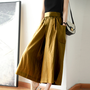 Pantaloni larghi oversize da donna Nirebo in lino Premium 100% Cool estate - Product Image 4