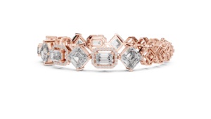 สร้อยข้อมือทองคำแท้ 18k สีเหลืองและสีขาวโรสโกลด์ ดีไซน์หรูหราสำหรับผู้หญิง ประดับเพชรแท้ทรงเจ้าหญิง พร้อมใบรับรอง IGI สำหรับงานหมั้น - Product Image 5